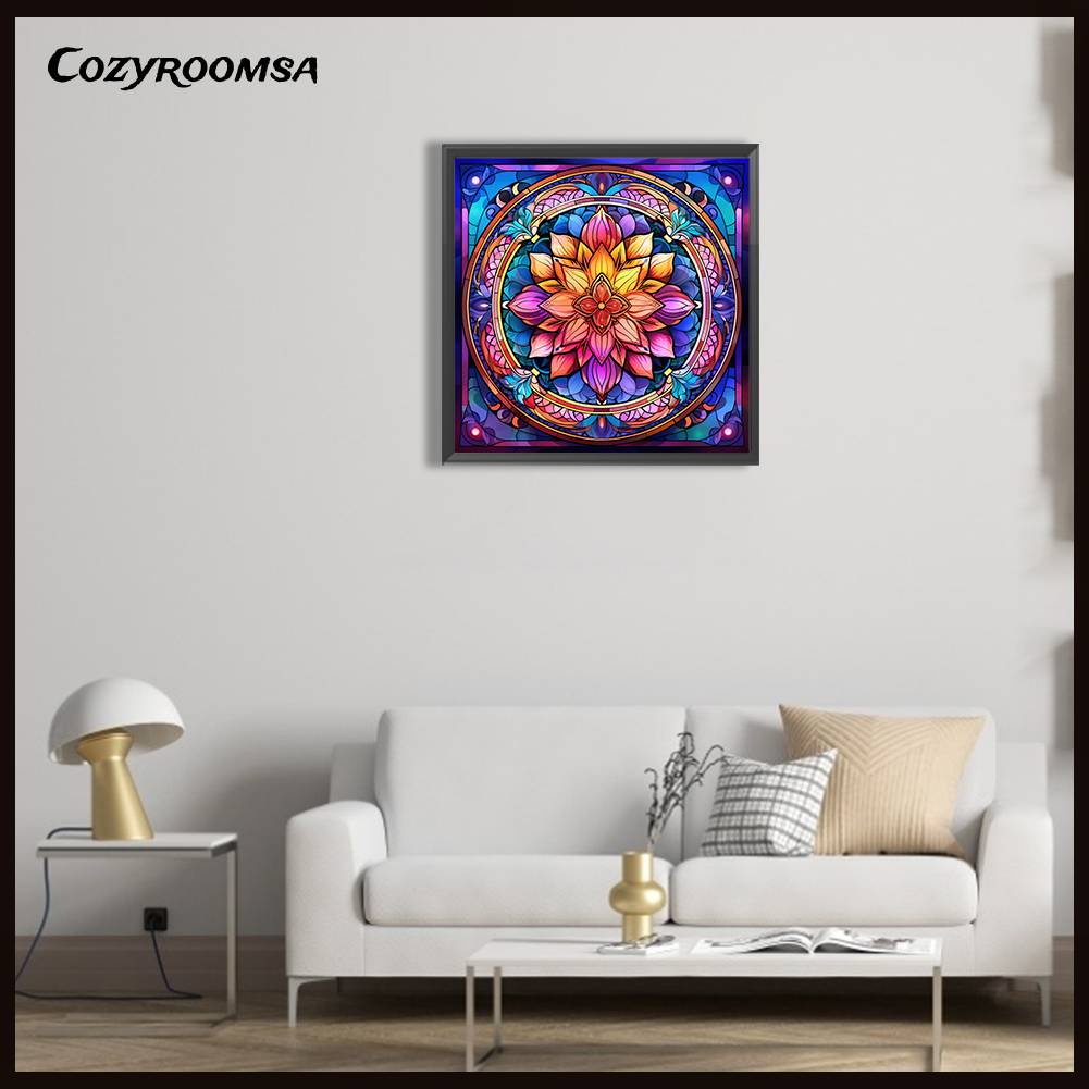 Bộ Tranh Đính Đá 5D Họa Tiết Hoa Văn Mandala Độc Đáo DIY Dùng Trang Trí Nhà Cửa