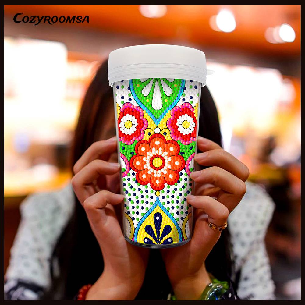 Cốc Nước Thể Thao Ngoài Trời Không BPA Chống Rò Rỉ Sơn Kim Cương DIY