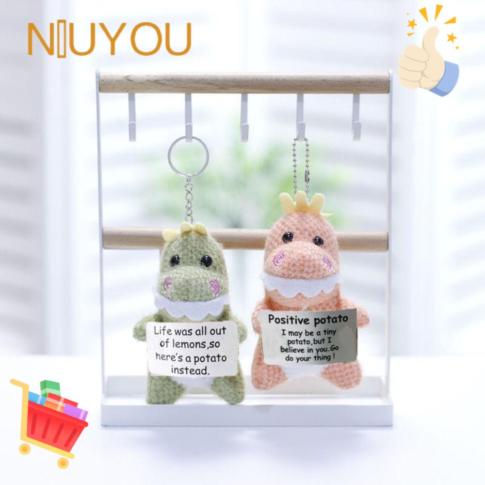 NIUYOU Móc Khóa Gắn Búp Bê Khủng Long Đan Len Mini Sáng Tạo Vui Nhộn Trang Trí Túi Xách Cho Học Sinh