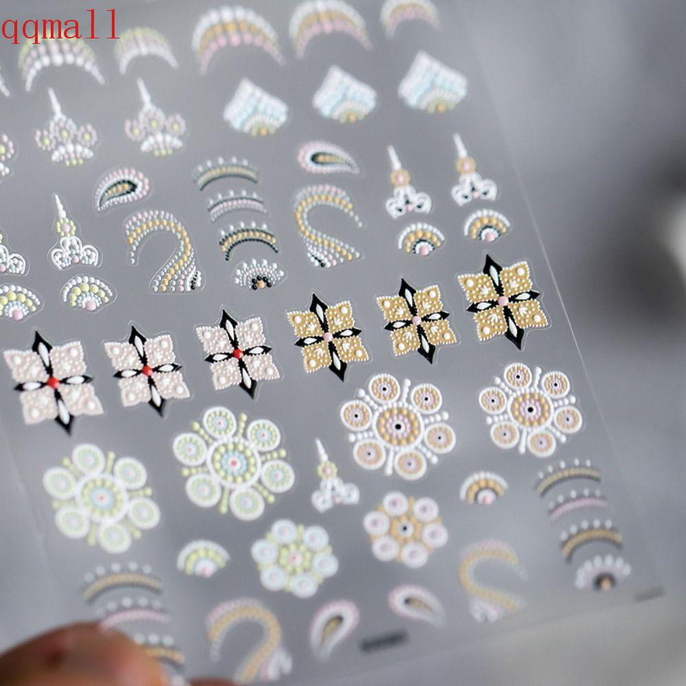 QQMALL Miếng Dán Trang Trí Móng Tay 3D Phong Cách Bohemian