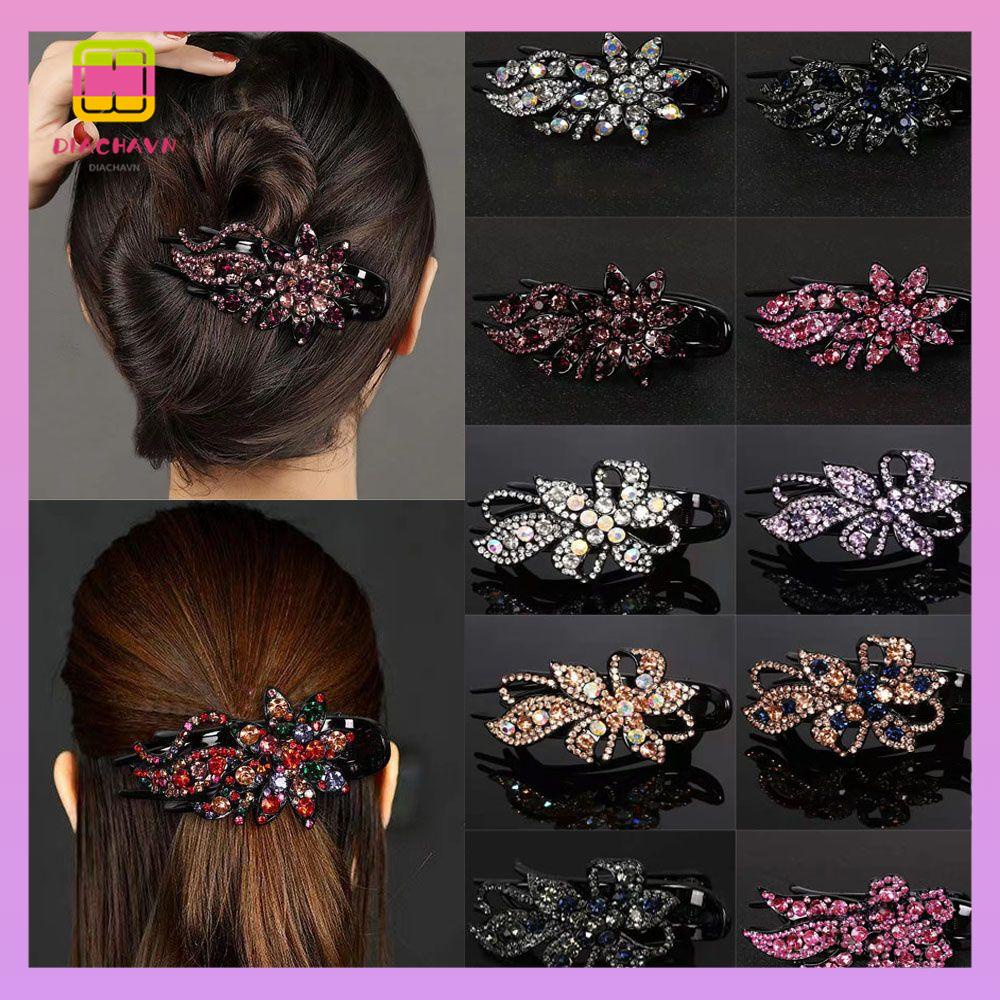 DIACHAVN 1 Kẹp Tóc Mỏ Vịt Đính Kim Cương Giả Thanh Lịch Cho Nữ