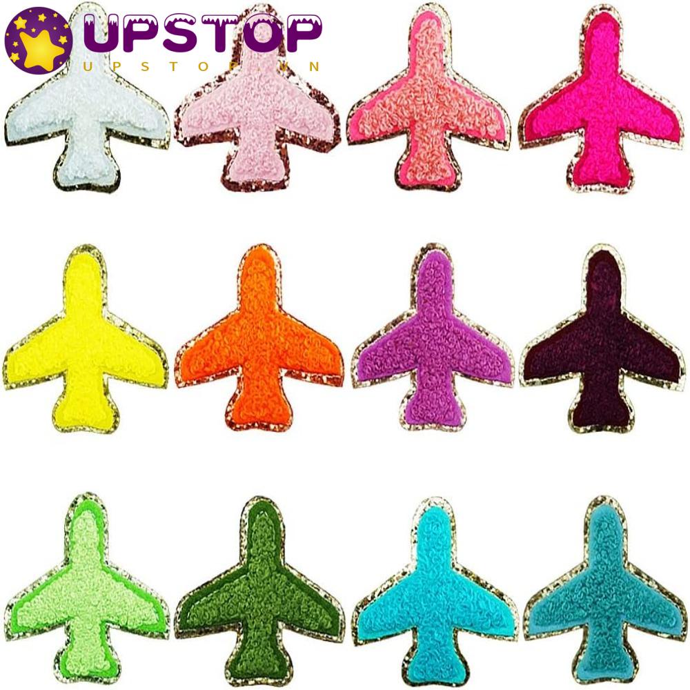 UPSTOPVN Set 12 Miếng Dán Ủi Thêu Hình Máy Bay Hoạt Hình