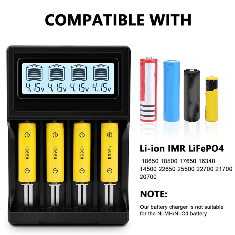 Thiết Bị Sạc Pin 18650 4 Pin Li-Ion 3.7V Có Màn Hình LCD