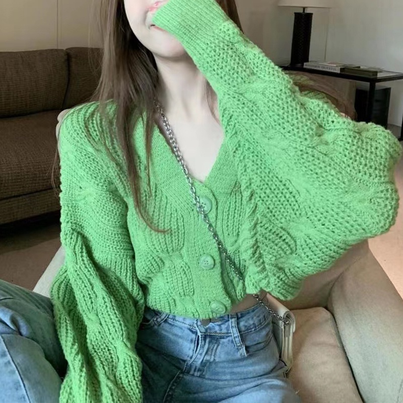 Áo Khoác cardigan Cổ Chữ v Dáng Rộng Thời Trang Thu Đông Cho Nữ