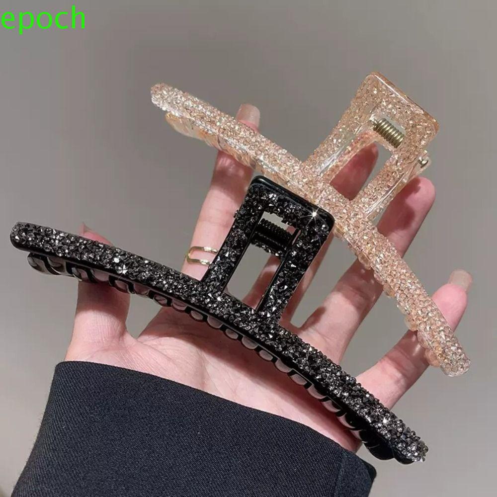 EPOCH Kẹp Tóc Càng Cua Rỗng Lớn Bằng Acrylic Chống Trượt Màu Đen Sáng Bóng Thanh Lịch Dành Cho Bạn Nữ