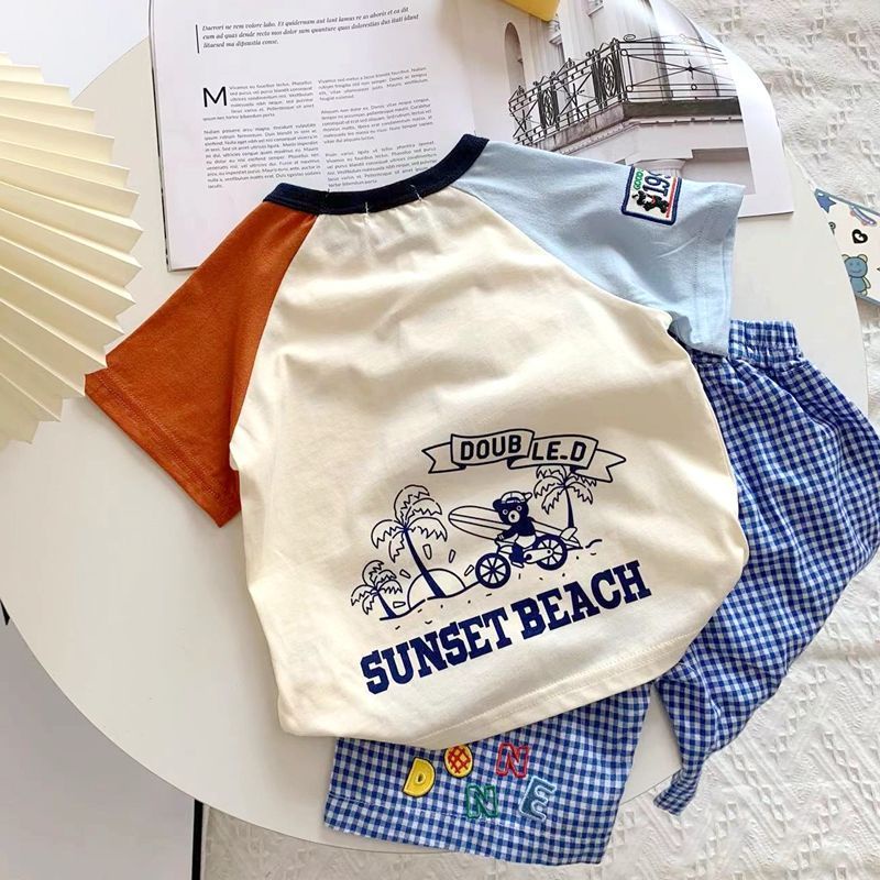 Áo thun trẻ em  100% cotton unisex áo khoác trẻ em raglan ngắn tay hoạt hình in t-shirt thời trang trẻ em