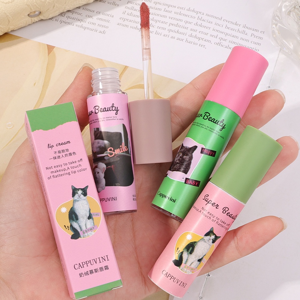 Son Môi Dạng Lỏng Cappuvini Cat Chống Nước Không Dính Ly Cốc Giữ Màu Tốt Bền Lâu Trôi