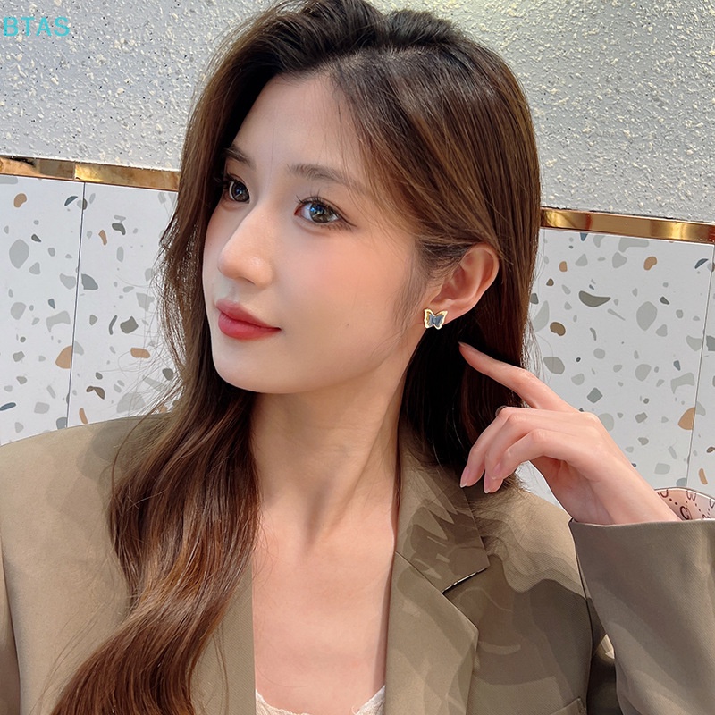 Bông Tai Hai Lớp Hình Bướm Đơn Giản Thời Trang