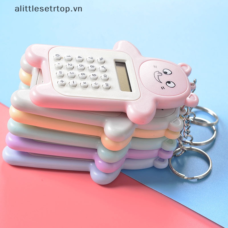 Alittlesetrtop máy tính hoạt hình sáng tạo đồ dùng văn phòng máy tính kỹ thuật số nhỏ di động kích thước bỏ túi 8 hiển thị sinh viên caculator dễ thương.