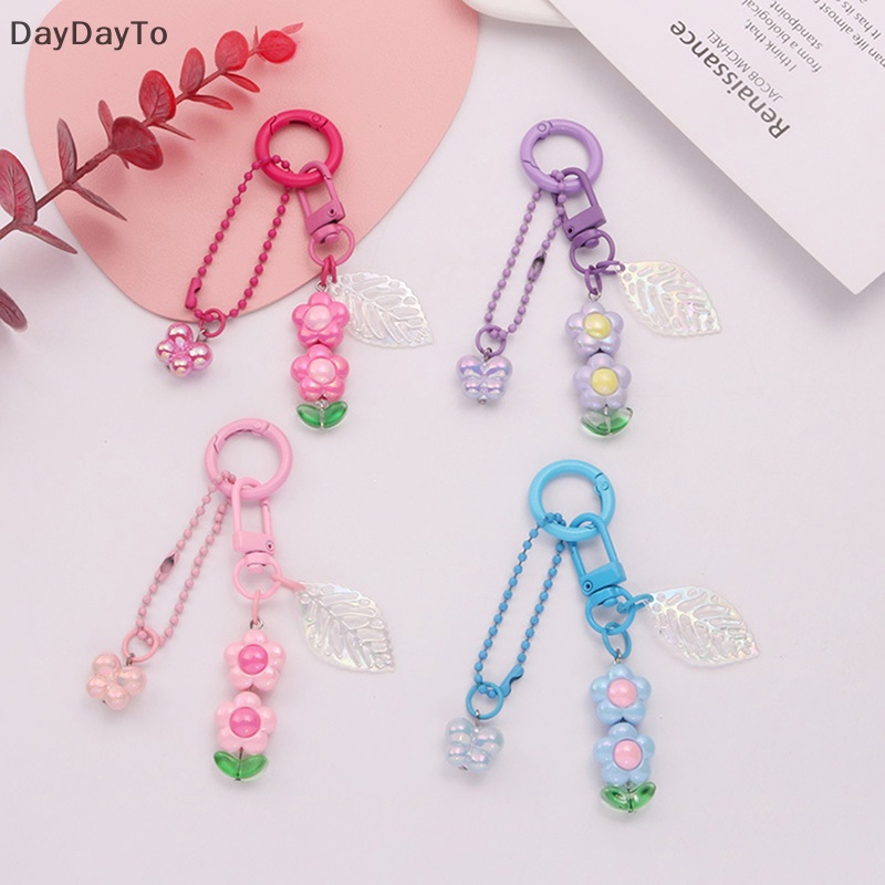 Móc Chìa Khóa Xe Hơi Bằng Acrylic Họa Tiết Hoa Năm Cánh Nhiều Màu Dễ Thương