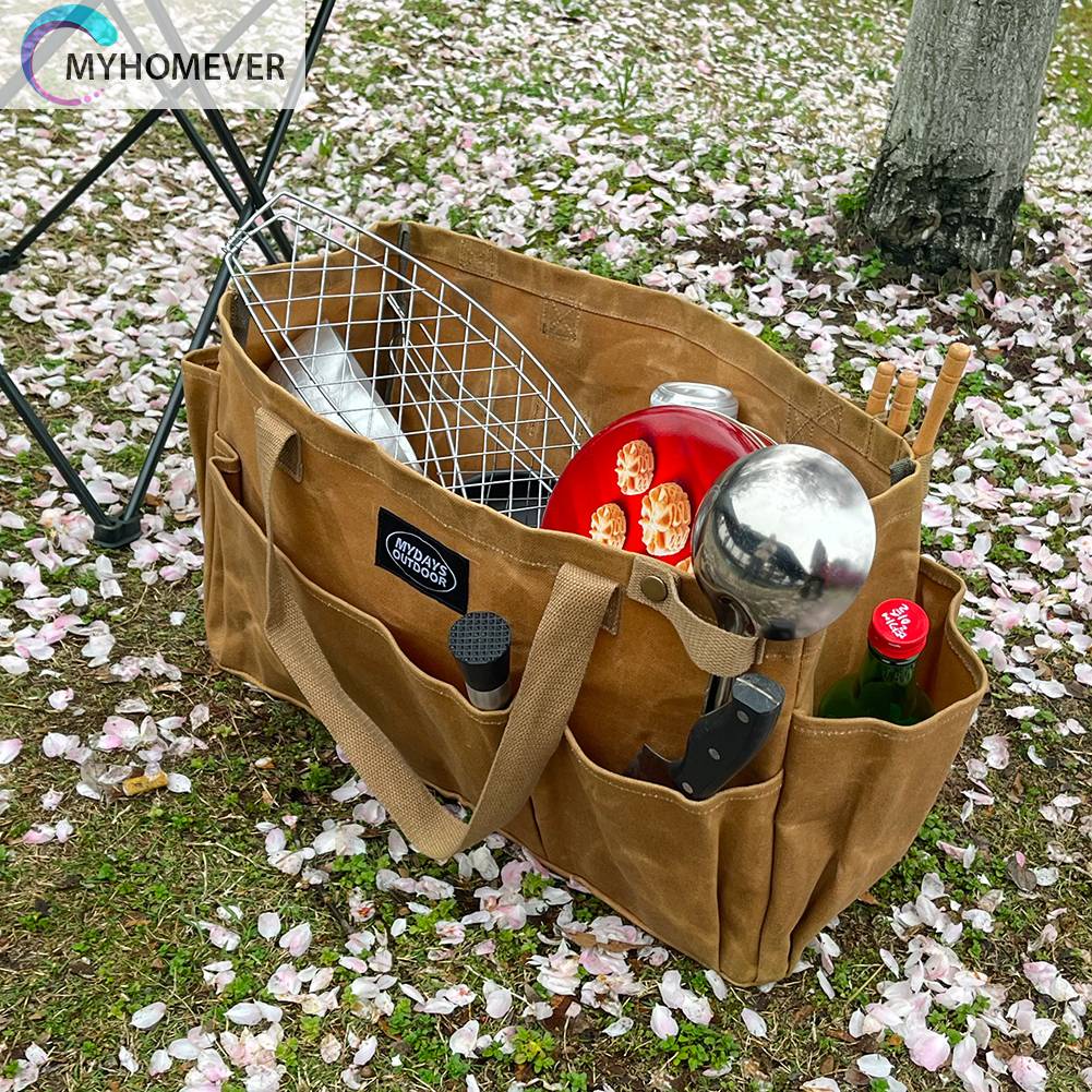 Hộp Đựng Đồ Cắm Trại Nhiều Ngăn Bằng Vải Canvas Chống Nước Có Thể Gấp Gọn