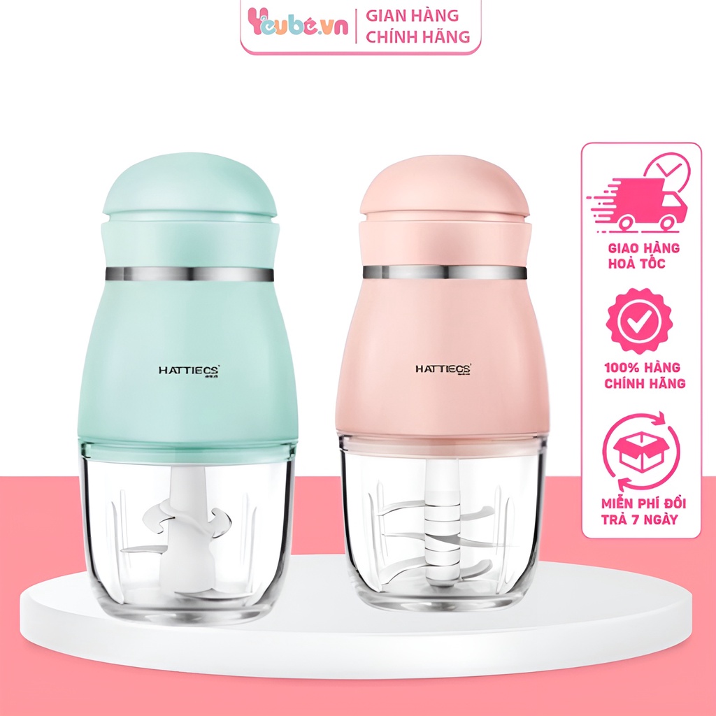 Máy Xay Cầm Tay Mini Hattiecs 6 Lưỡi YEUBEVN Đa Năng Cho Bé Ăn Dặm (tặng cọ rửa và lọc trứng)