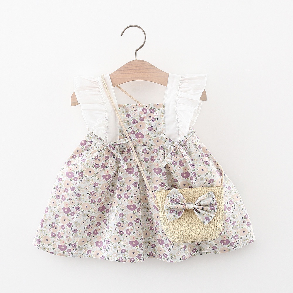 Đầm In Hoa Phong Cách Hàn Quốc Thời Trang Mùa Hè Cho Bé Gái