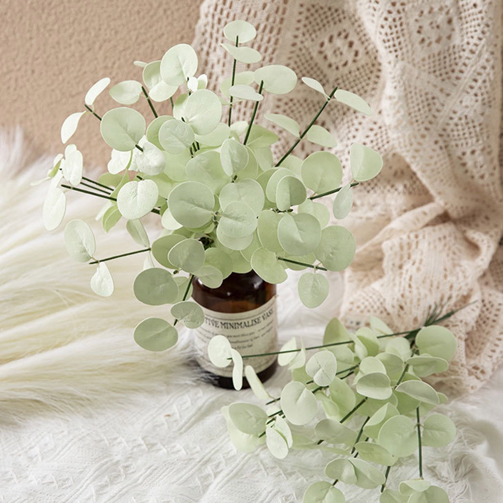 Nhánh Lá Bạch Đàn Nhân Tạo Màu Trắng / Xanh Lá Lâu Trôi Độc Đáo Trang Trí Nhà Cửa / Tiệc Cưới