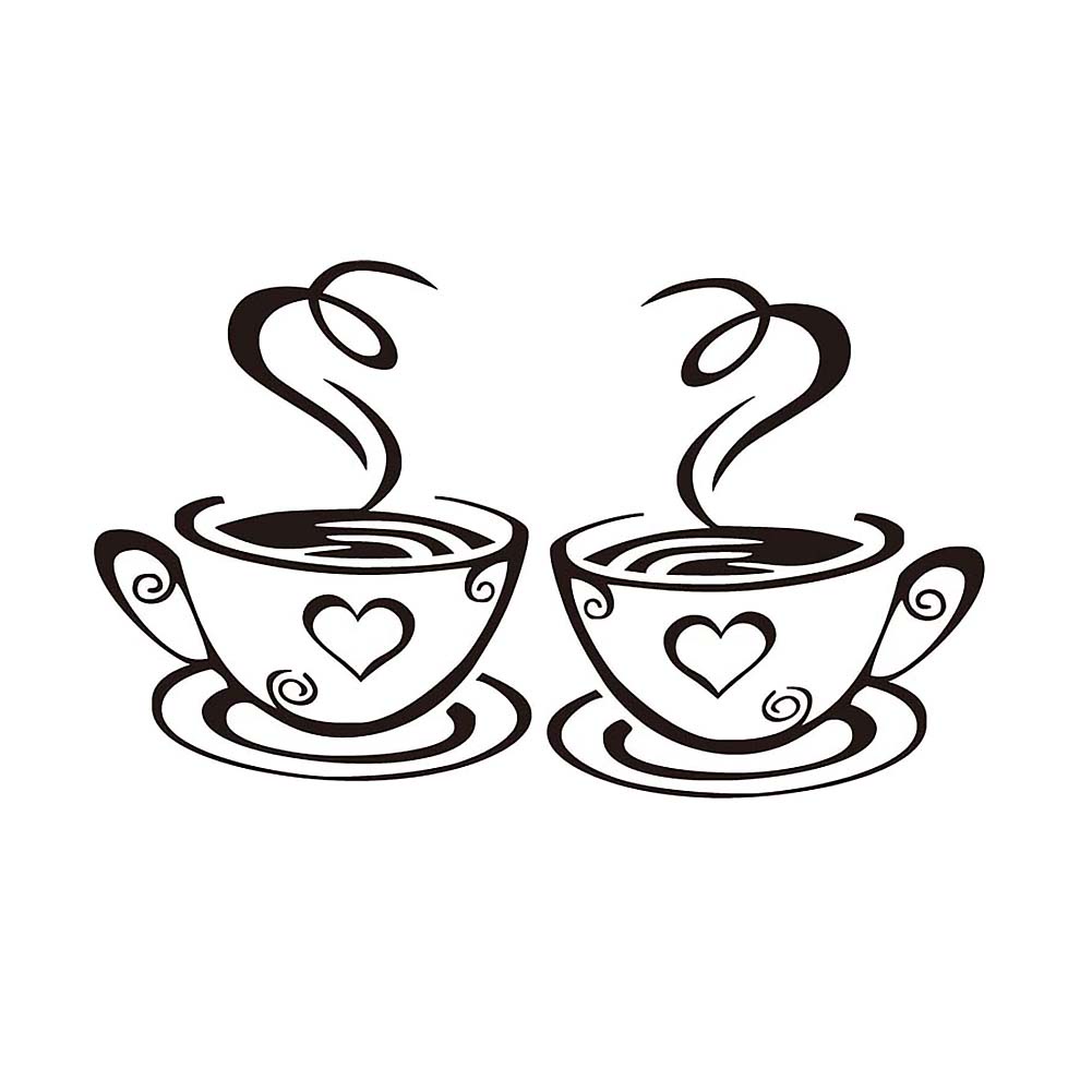 Miếng Dán Tường Trang Trí Hình Tách Cà Phê / Trái Tim Nghệ Thuật Tháo Rời Được Dành Cho Nhà