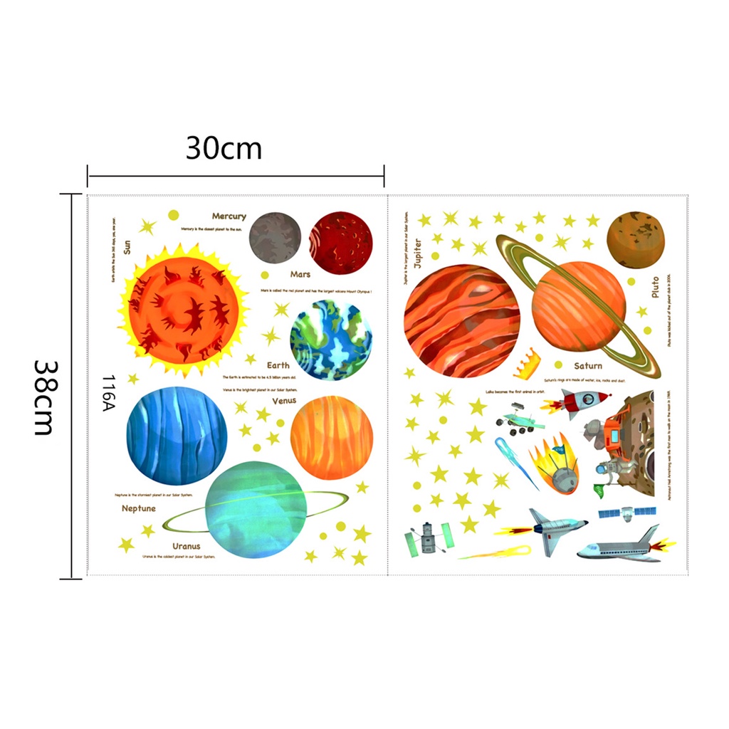 1 Bộ Sticker Dán Tường Tự Dính Bằng PVC Hình Hành Tinh Hoạt Hình Có Thể Tháo Rời Cho Nhà Trẻ