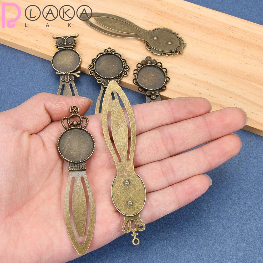 LAKAMIER Set 1 / 5 Thẻ Đánh Dấu Trang Sách Bằng Kim Loại Hình Oval Phong Cách Retro
