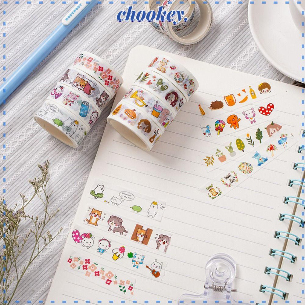 CHOOKEY Set 8 / 10 / 12 Cuộn Băng Keo Washi Họa Tiết Dễ Thương
