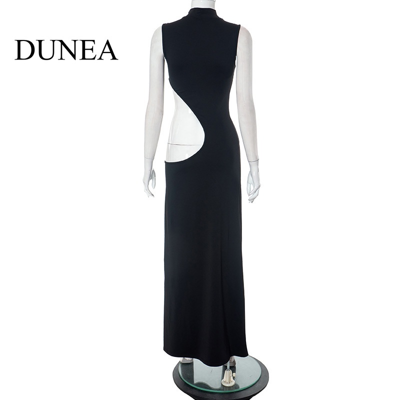 DUNEA Đầm Sát Nách Cổ Tròn Màu Sắc Trong Suốt Thời Trang Mùa Hè Cho Nữ