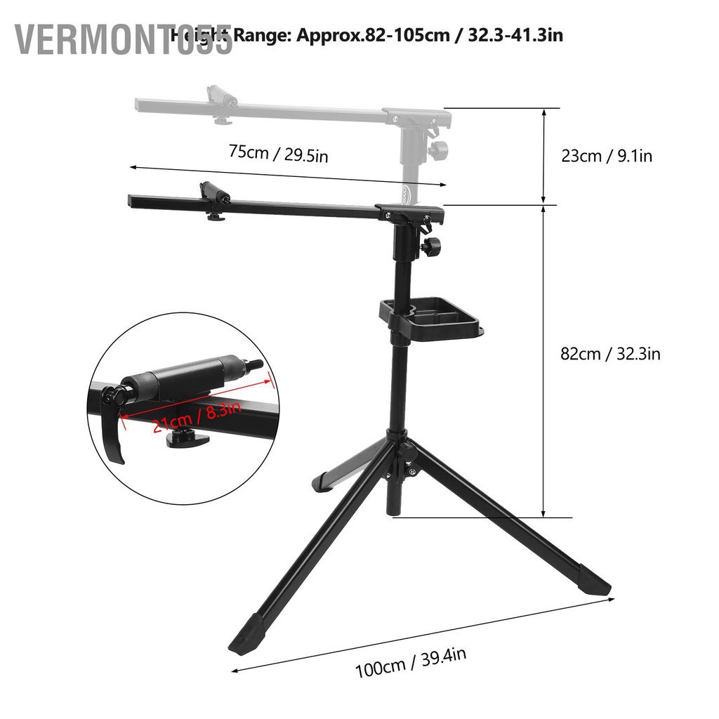 Vermont055 Giá sửa chữa phát hành nhanh xe đạp với miếng đệm chống trượt có thể điều chỉnh giá đỡ hợp kim nhôm