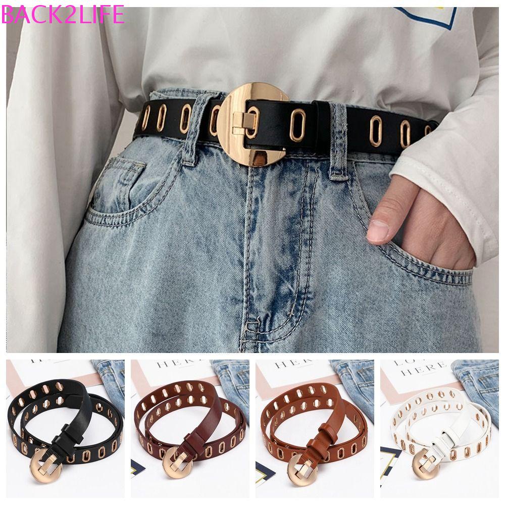 BACK2LIFE Thắt Lưng Da PU Thiết Kế Đục Lỗ Phong Cách Cổ Điển Thời Trang Cho Nữ