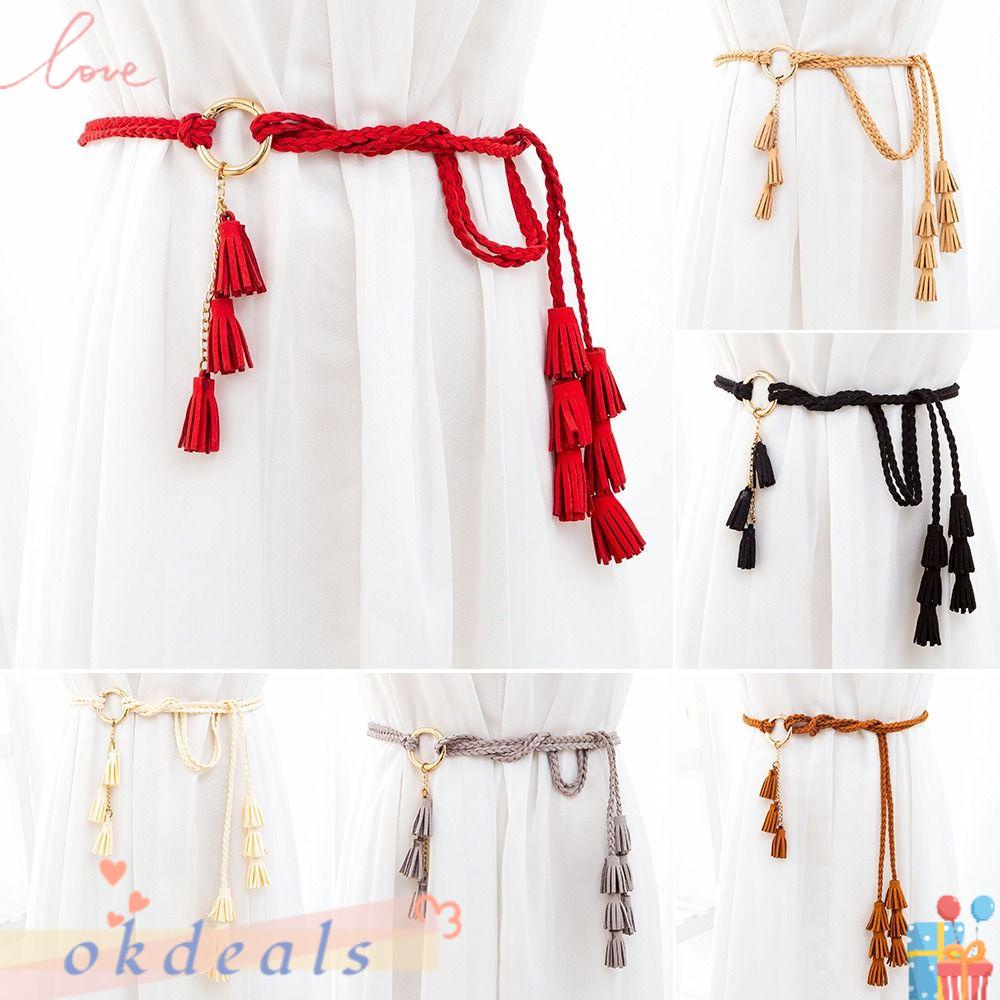 OKDEALS Dây Thắt Lưng Bện Trang Trí Sang Trọng
