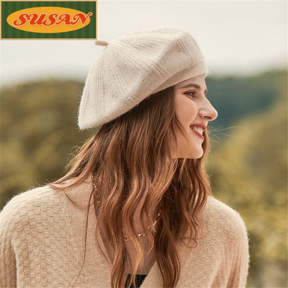 SUSANS Mũ Beret Dệt Kim Phong Cách Retro Cho Nữ