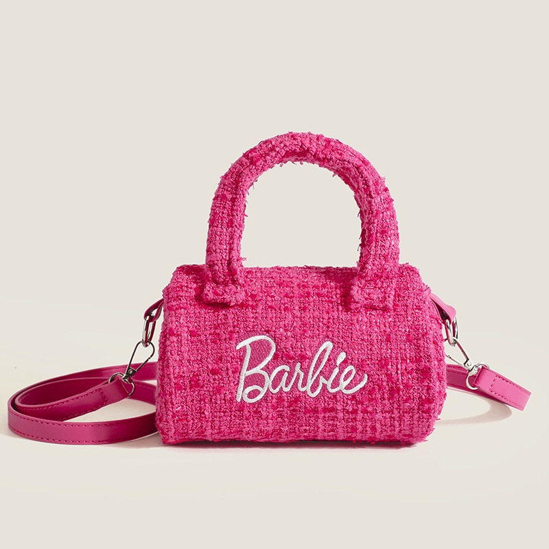 Túi Gối Hình Trụ Màu Hồng / Đen Thời Trang Xinh Xắn Cho Búp Bê Barbie