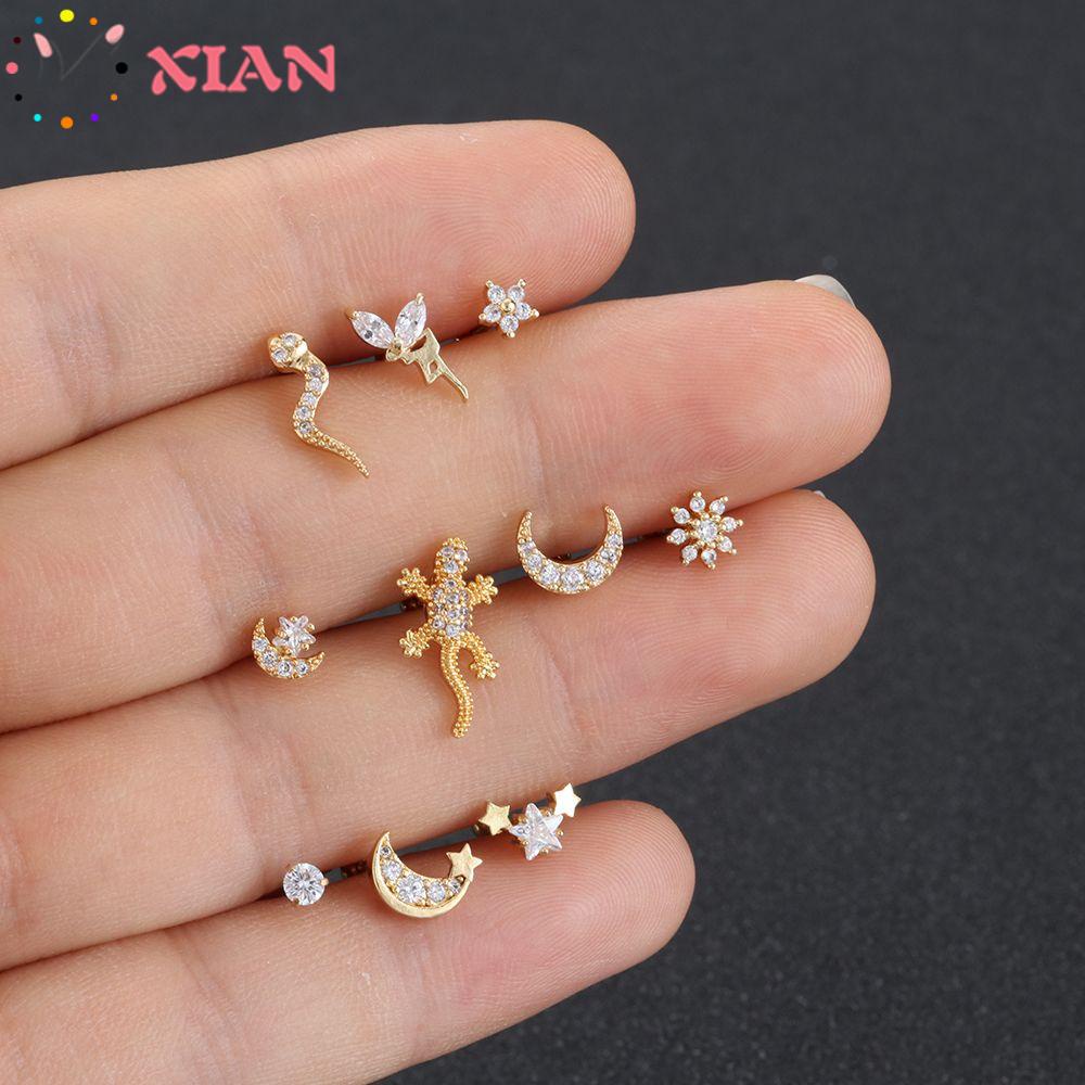 XIANTIN 1 Khuyên VàNh Tai HìNh Thằn Lằn BằNg ThéP Không Gỉ