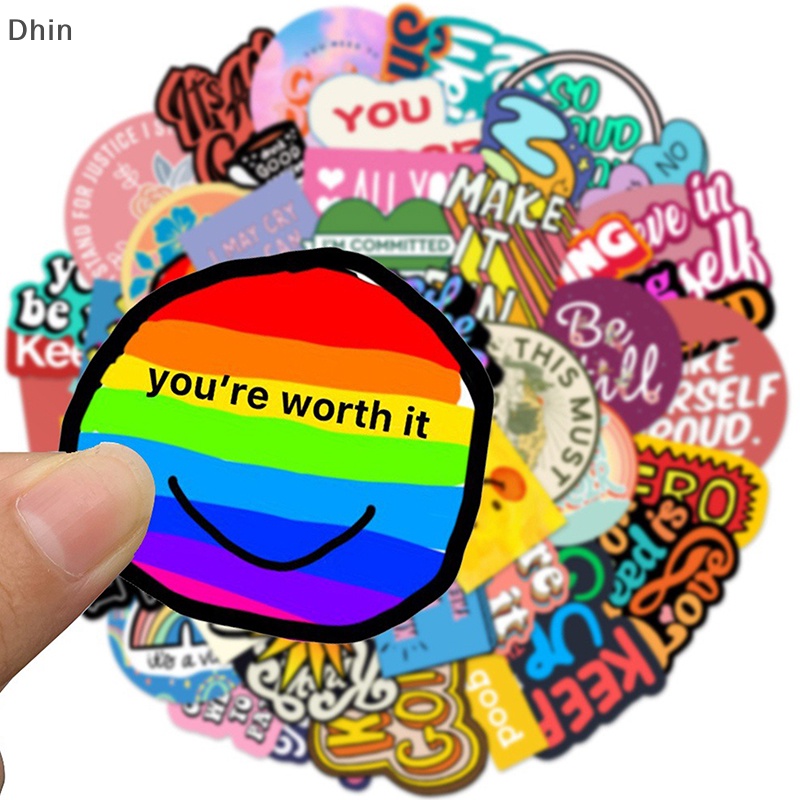 Set 50 Miếng Dán Decal In Câu Nói Truyền Cảm Hứng Tiếng Anh Độc Đáo