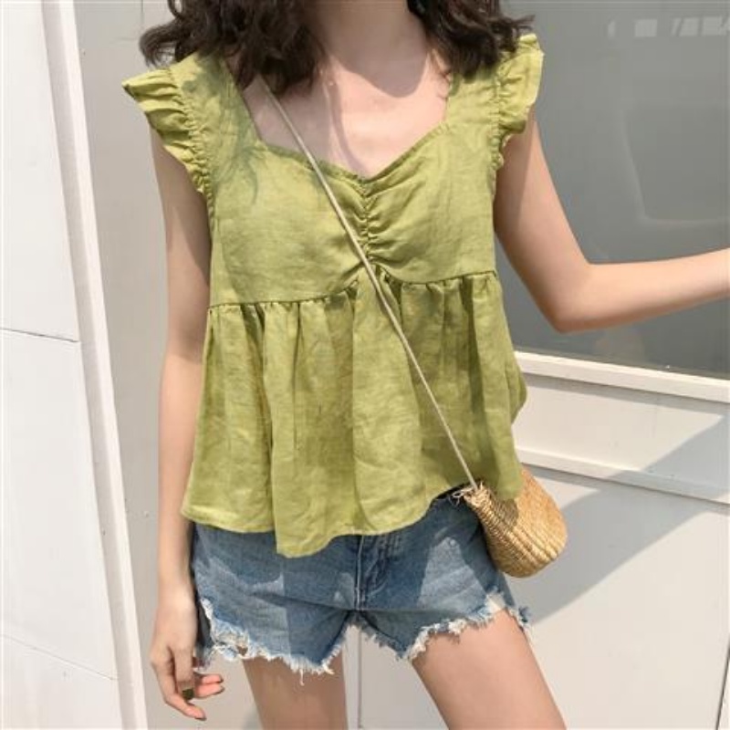 Áo Thun Không Tay Dáng Rộng Hở Lưng Phong Cách Hàn Quốc Thời Trang Mùa Hè Dành Cho Nữ