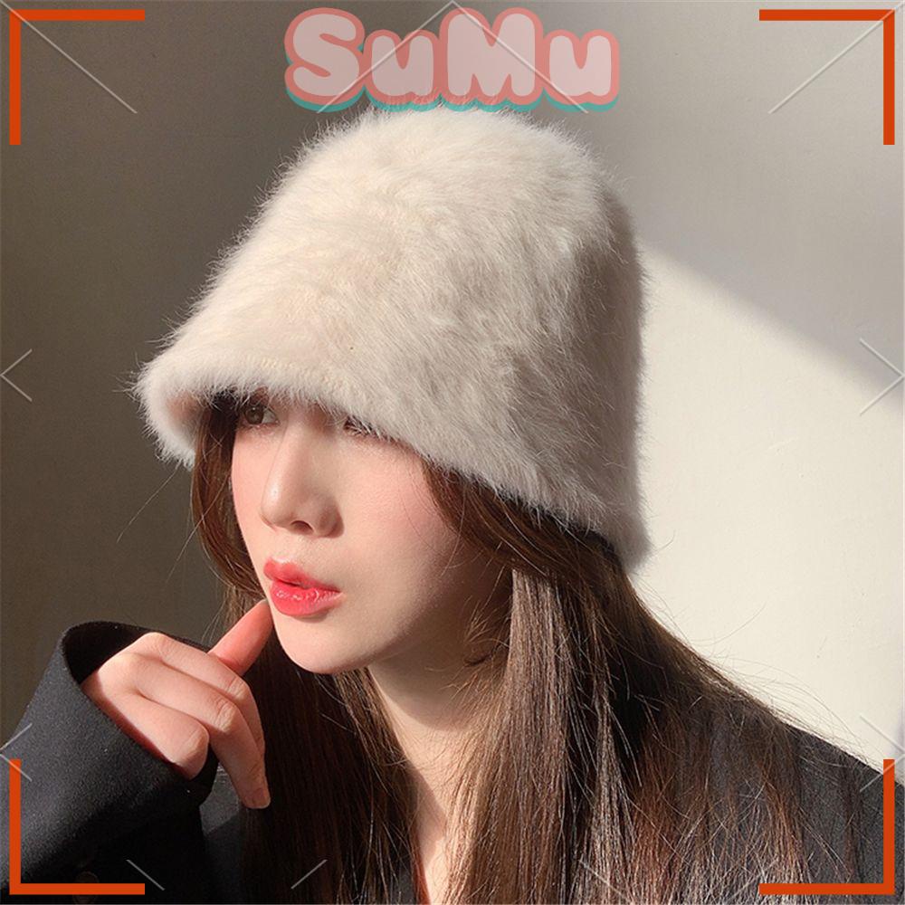 SUMU Nón Panama Vải Lông Mềm Ấm Áp Thời Trang Thu Đông