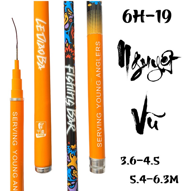 [Giá rẻ] Cần câu tay Nguyệt Vũ 6H-19, chất liệu carbon, cần câu đơn câu đài 6H