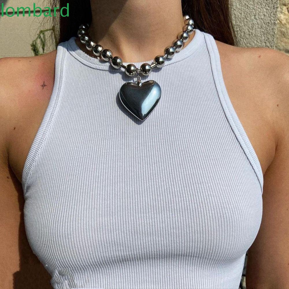 LOMBARD Vòng cổ Hợp Kim Mặt Trái Tim Thời Trang Cho Nữ