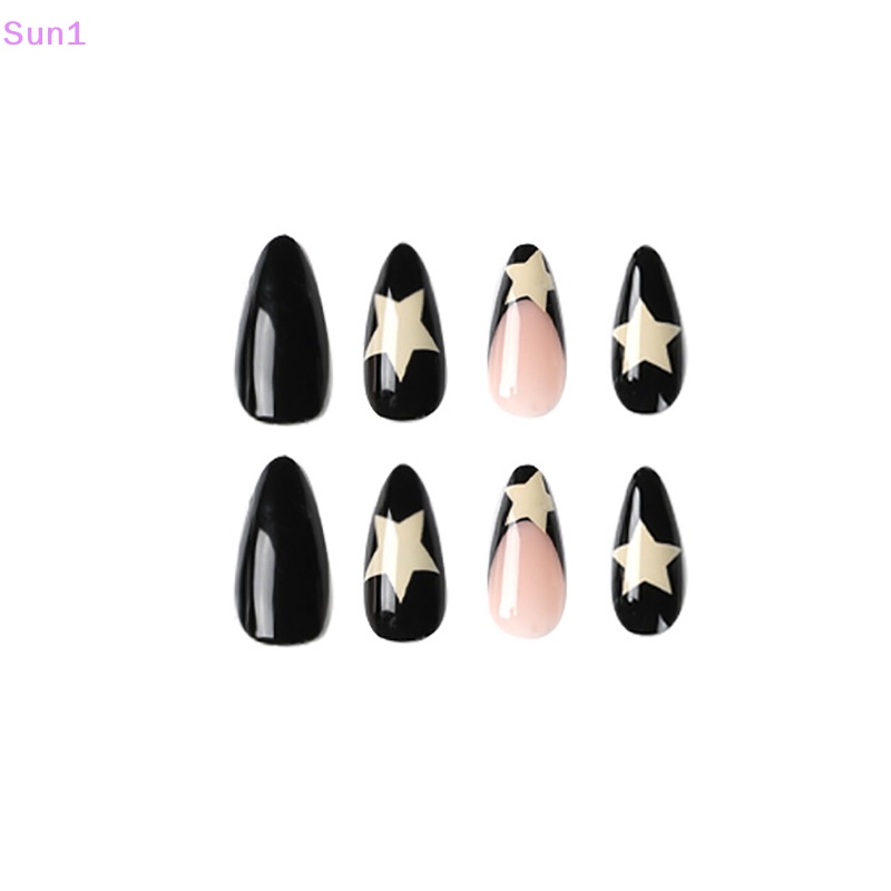 Hộp 24 Móng Tay Giả Y2k Dạng Nhấn Hình Ngôi Sao Có Độ Che Phủ Tốt