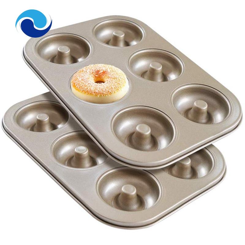 Set 2 Khuôn Làm Bánh Donut Bằng Thép Carbon 6 Ngăn