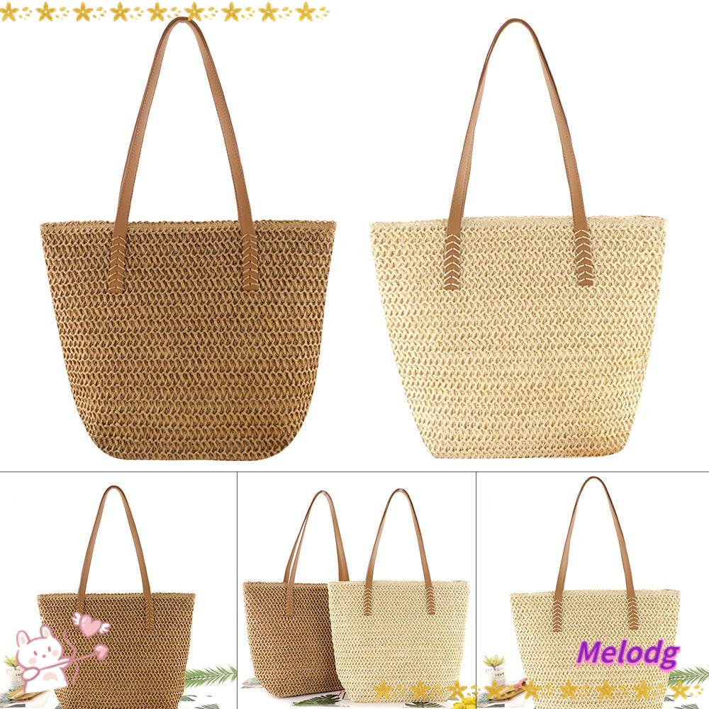 MELODG Túi Cói Đeo Vai Cỡ Lớn Phong Cách Vintage Hợp Thời Trang Hè