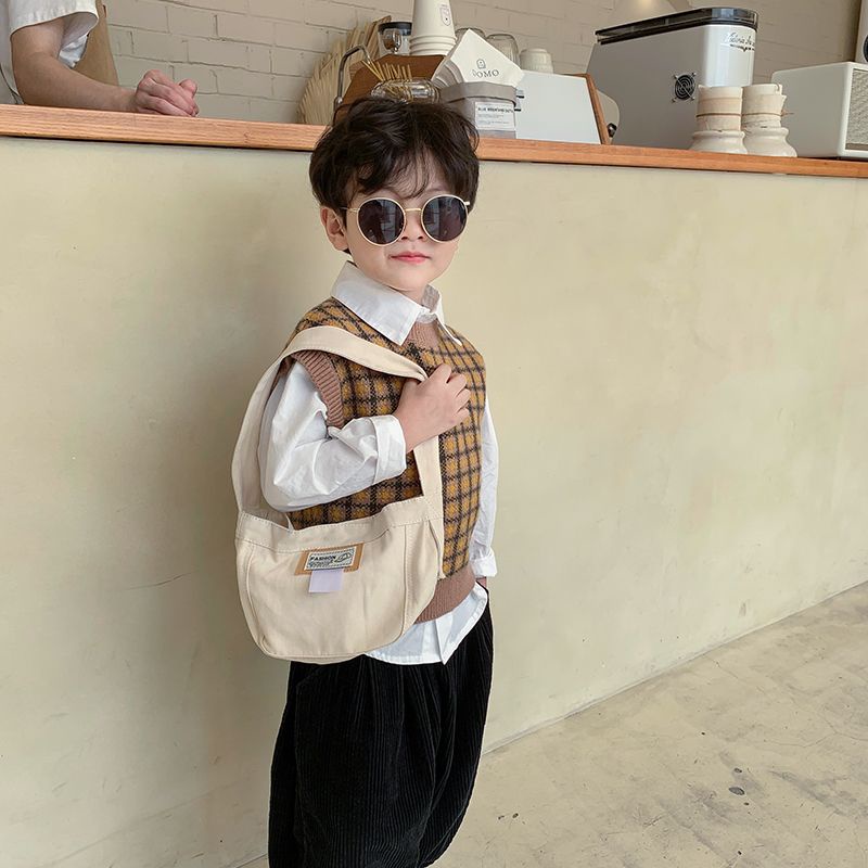 Túi Vải Canvas Đeo Chéo Thời Trang Đường Phố Dành Cho Bé Trai