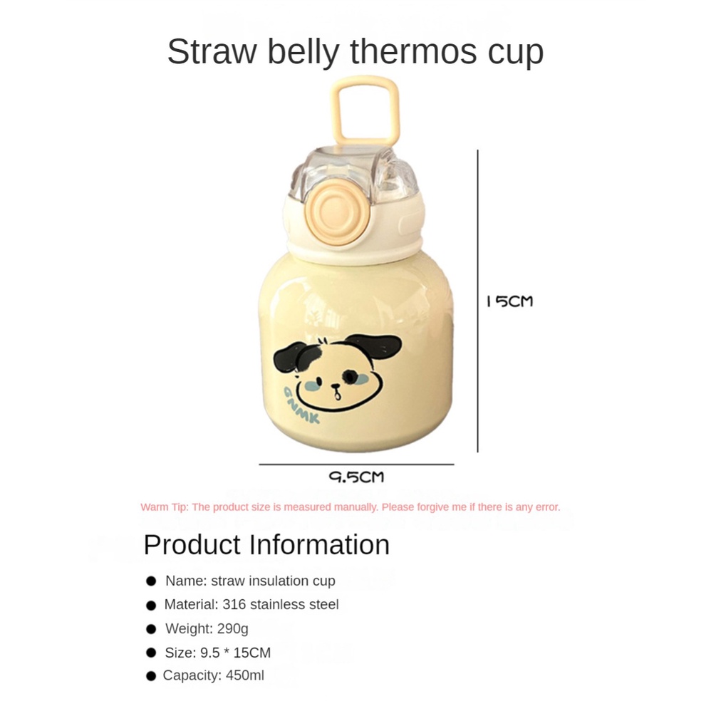 Bình Nước Giữ Nhiệt Bằng Thép Không Gỉ 316 Họa Tiết Hoạt Hình Dễ Thương Cho Bé