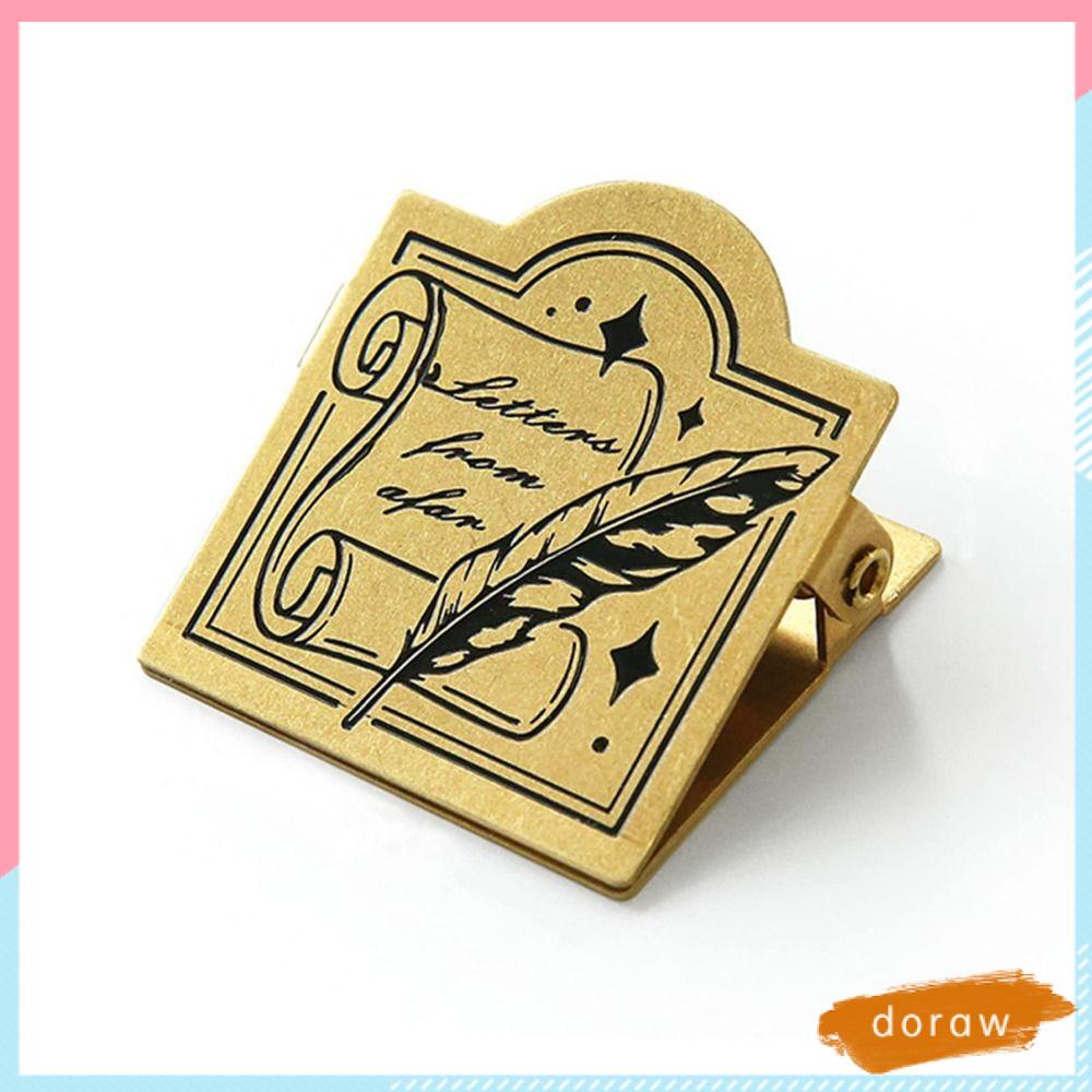 DORAW Kẹp Gắn Sổ Tay Bằng Đồng Thau Màu Vàng Dùng Trang Trí Văn Phòng