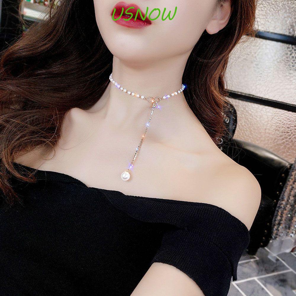 USNOW Vòng Cổ Choker Đính Đá Đơn Giản Thời Trang Cho Nữ
