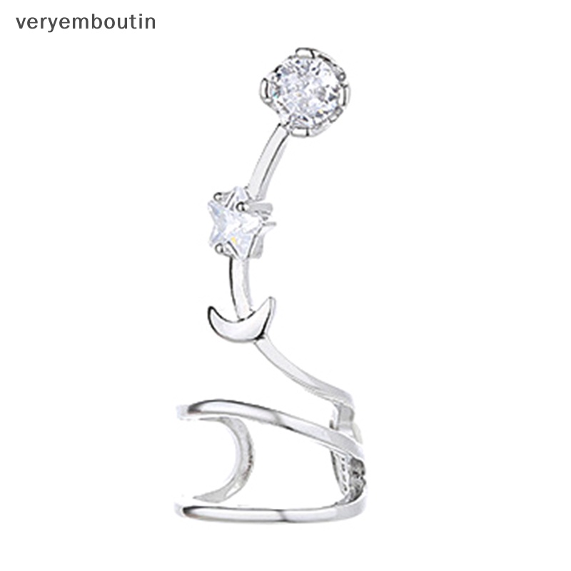 Khuyên Tai Dạng Kẹp Cao Cấp Hình Ngôi Sao Mặt Trăng Đính Đá Lấp Lánh Siêu Sáng Phong Cách Hip hop Cá Tính Cho Nữ n