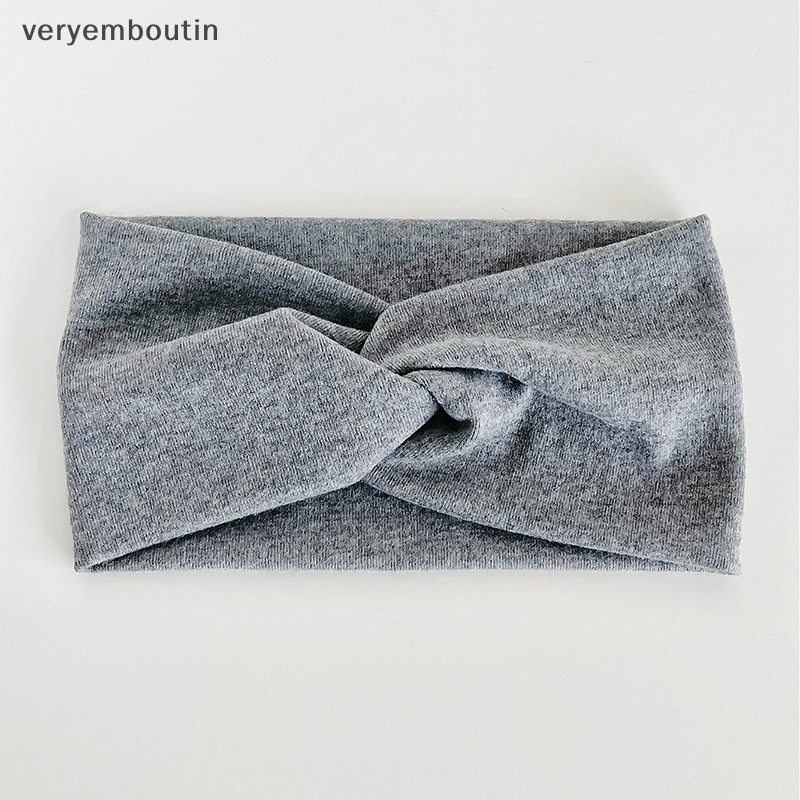 Băng Đô Cài Tóc Co Giãn Màu Trơn Đính Nơ Chéo Thời Trang Cho Nữ