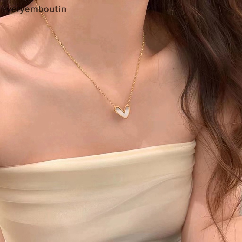 Vòng cổ Mặt Hình Trái Tim Vỏ Sò Màu Vàng Kim Đơn Giản Thời Trang Cho Nữ