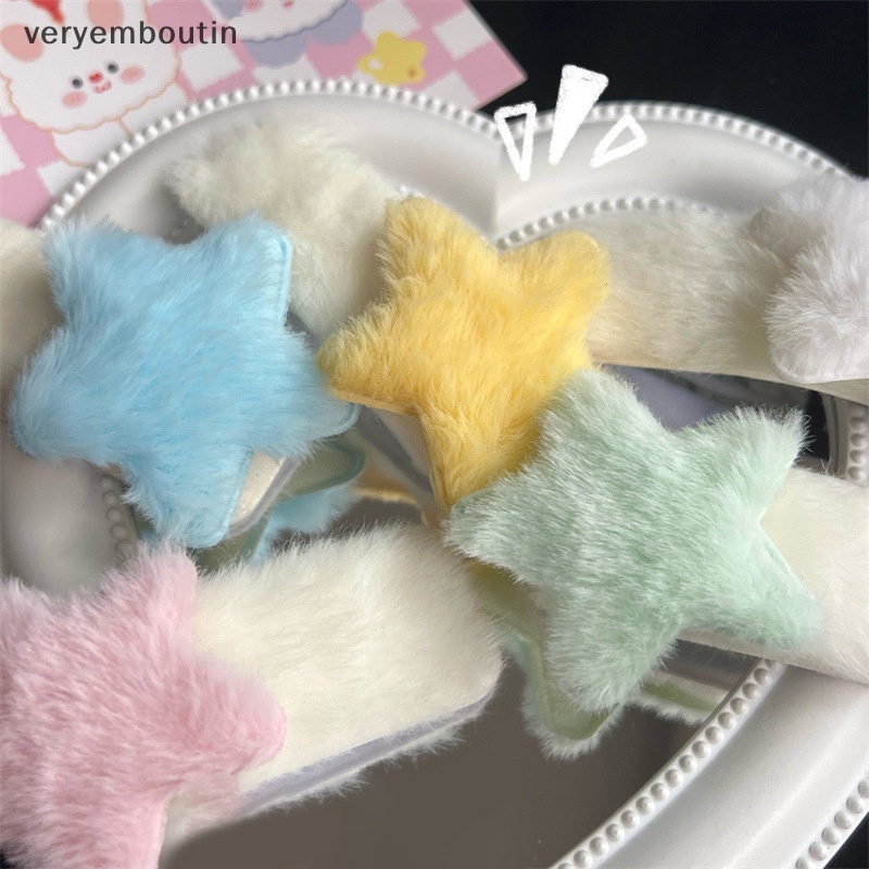 1 Kẹp Tóc Ngôi Sao Năm Cánh Phối Lông Dễ Thương Y2k