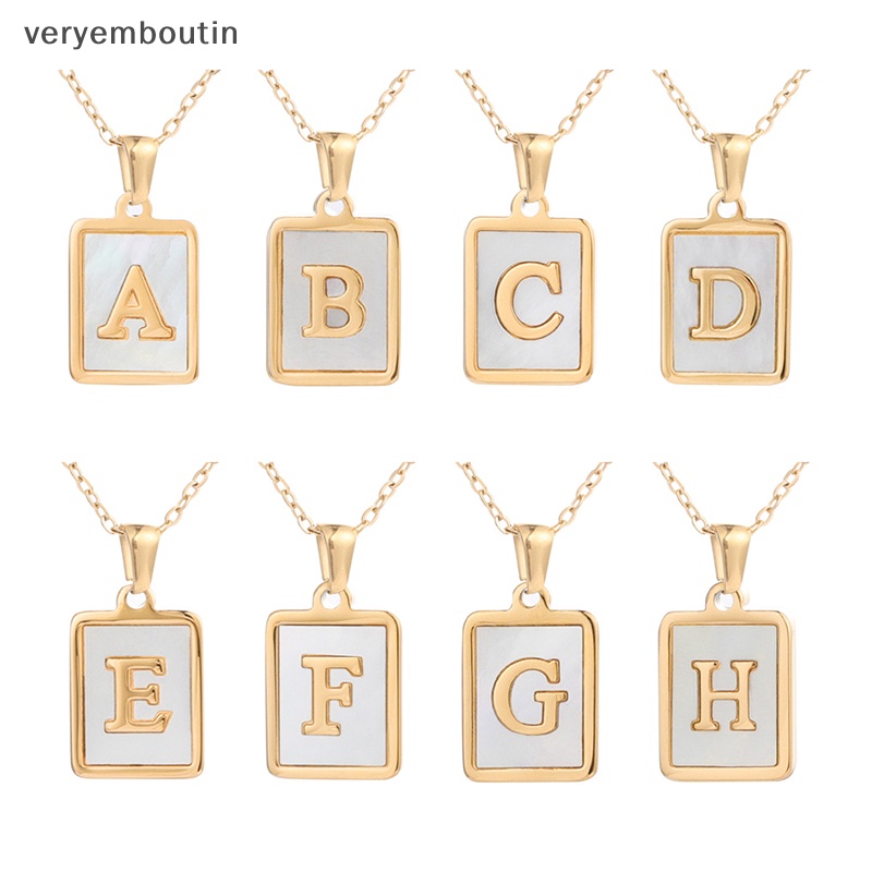 Vòng cổ Mặt Vuông Bằng Thép Không Gỉ Mạ Vàng Khắc Chữ Mother of Pearl Thời Trang Cho Nữ