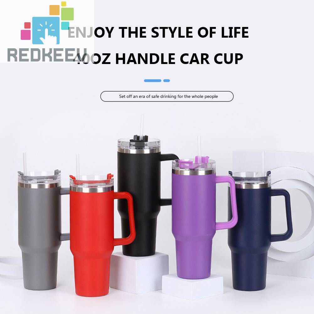 Cốc Uống Cà Phê Bằng Thép Không Gỉ Có Ống Hút Dung Tích 40oz