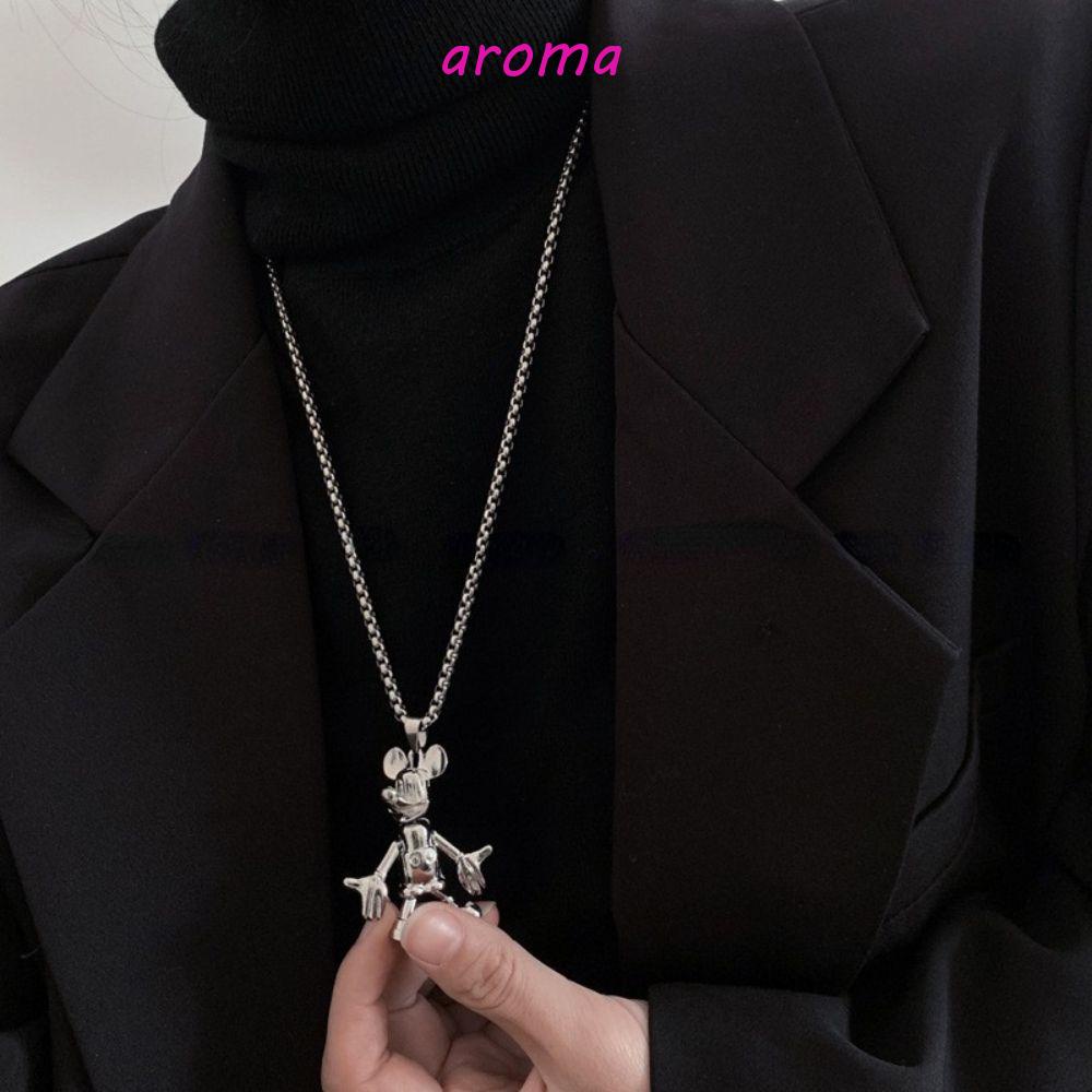 AROMA Vòng cổ Mặt Hình Chuột Mickey Hoạt Hình Phong Cách Hip Hop
