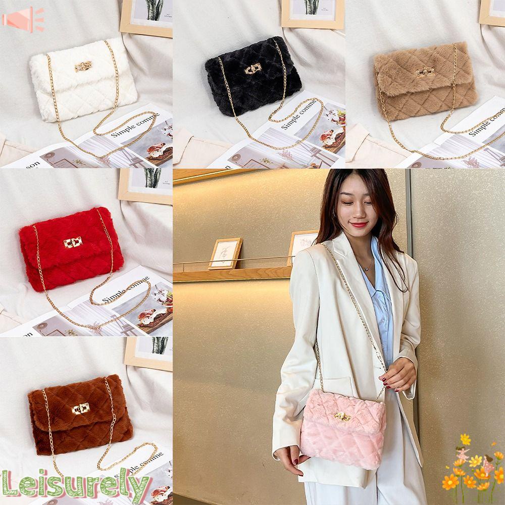 LEILY Túi Đeo Chéo Lông Xù Xinh Xắn Thời Trang Cho Nữ