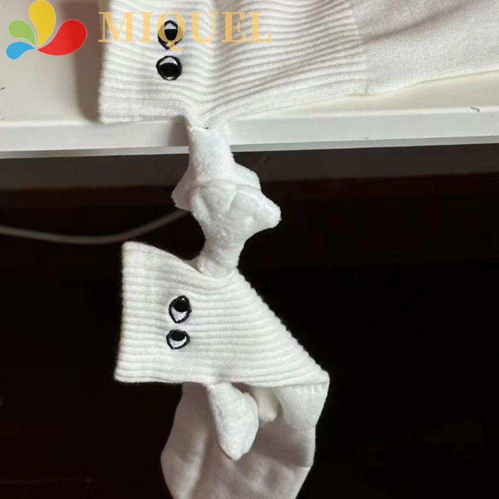 MIQUEL Vớ Trắng Mỏng Thoáng Khí Thêu Hình Bàn Tay Cho Nam Nữ